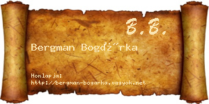 Bergman Bogárka névjegykártya